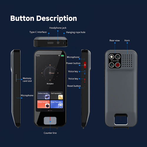 4.5'' S50PRO AI Smart Scan Translator with Built in Battery 148 Languages Online 19 Offline Translation Video Call Real Time